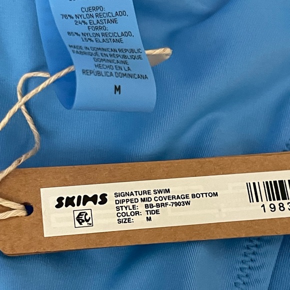 SKIMS Signature Swim Dipped Mid Coverage Bottom ONLY  Bikini Tide Blue  Sz M - Picture 3 of 6